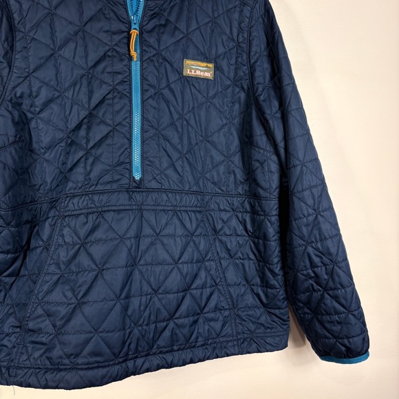 LL Bean Blue Katahdin Insulated Pullover Half Zip Quilted Hooded Jacket - Picture 2 of 7